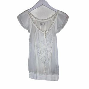 Abercrombie & Fitch Sheer Ruffle Sleeveless Blouse